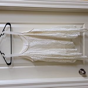 Beautiful xhilaration size L cream/ivory top flare sheer lacy style